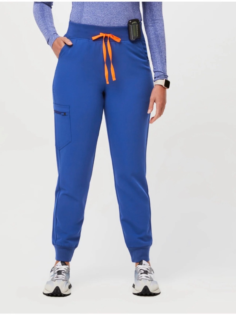 Figs Royal Blue Joggers with Orange Drawcord